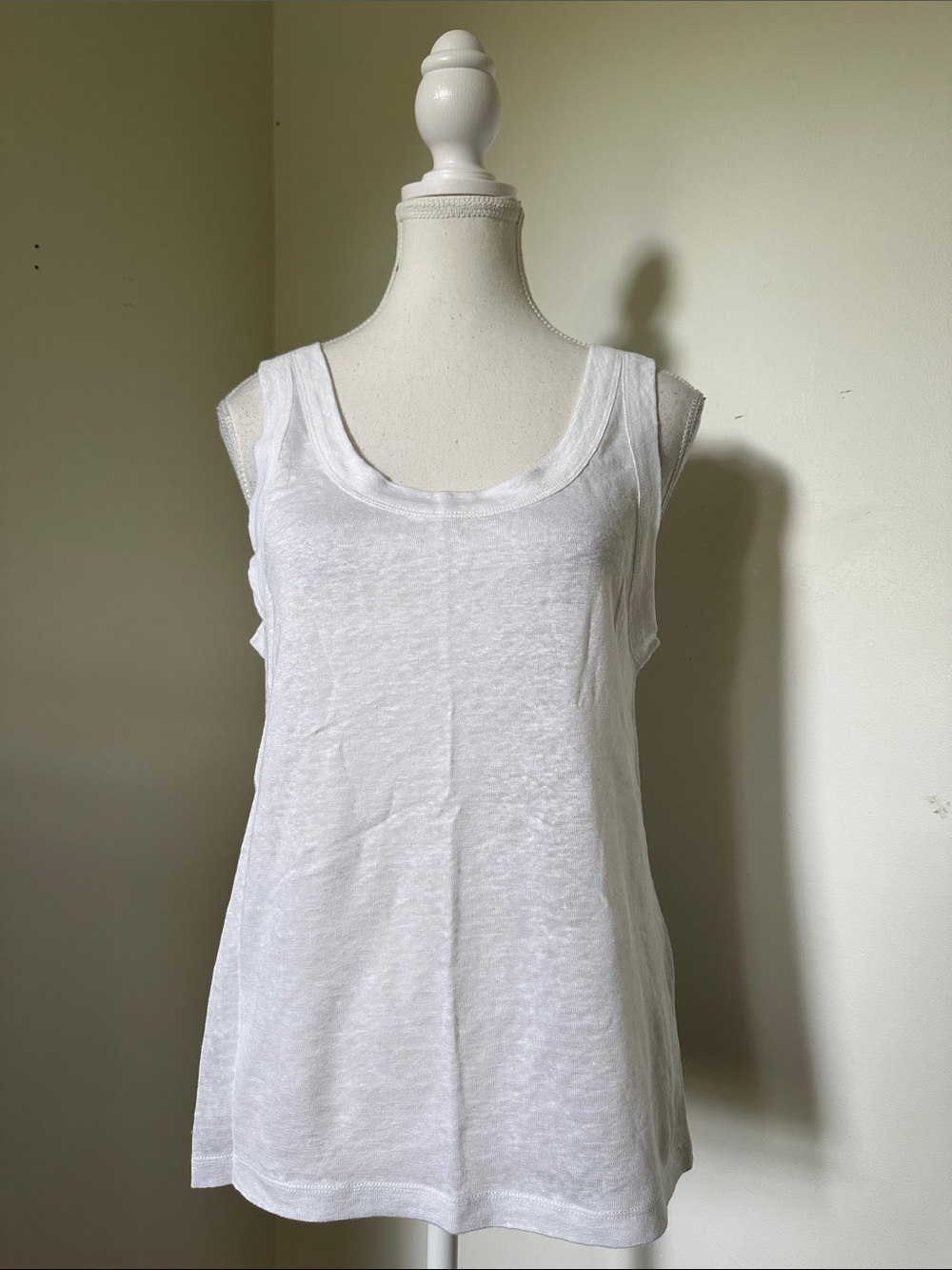 PART TWO White Semi Sheer Scoop Neck Lightweight Staple Neutral Tank Top Medium